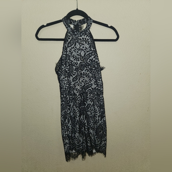 SZ: SMALL Little Black Lace Halter Neckline Jumper w/ Mesh Cutouts ~ EUC - Picture 5 of 6